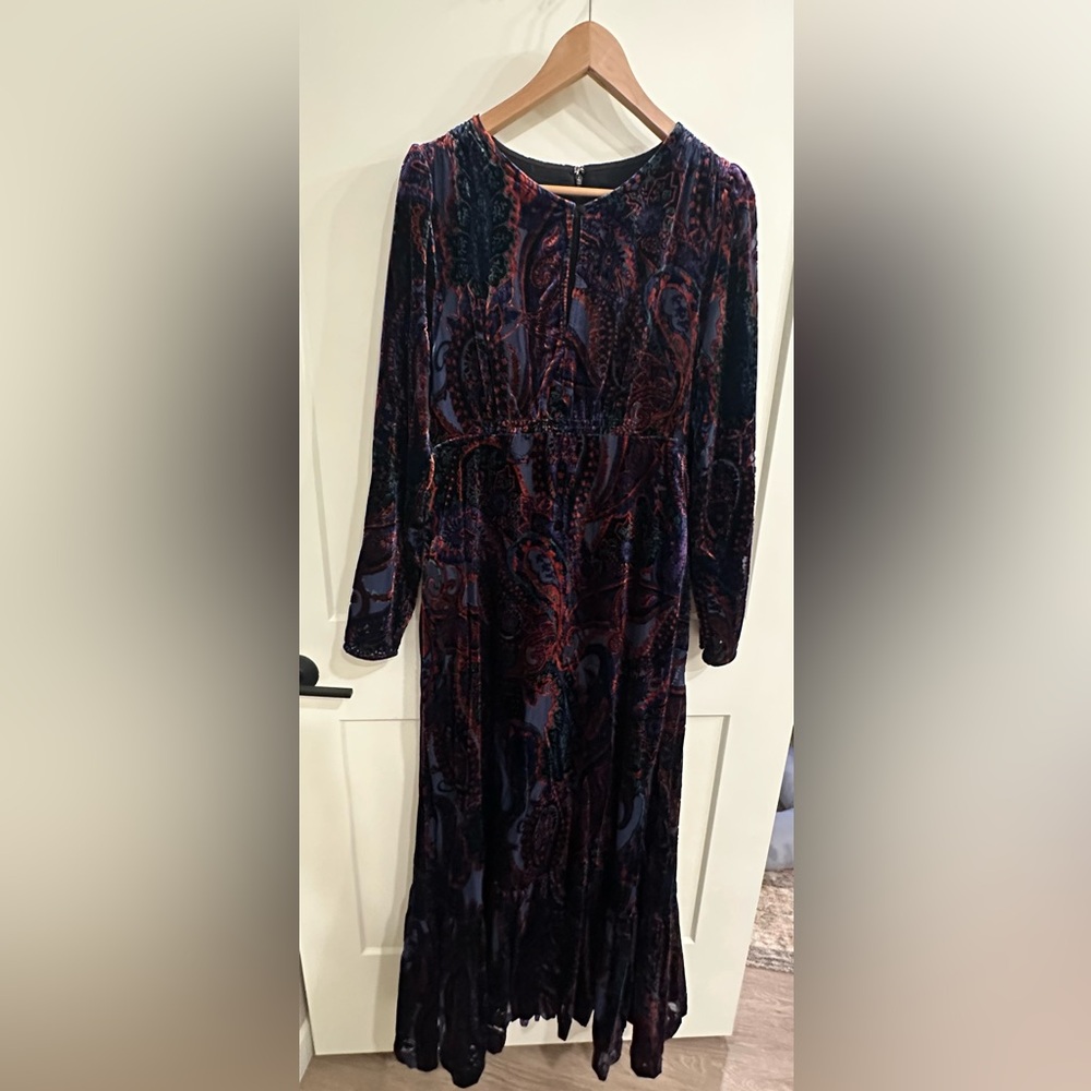 Anthropologie Dark Floral Long Sleeve Dress